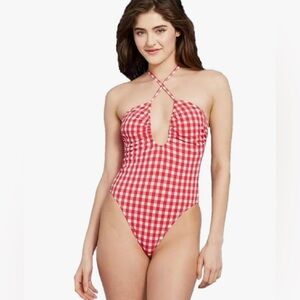 Wild Fable Women's Keyholes Cross Front Halter Ultra High Leg <<<91>>>>